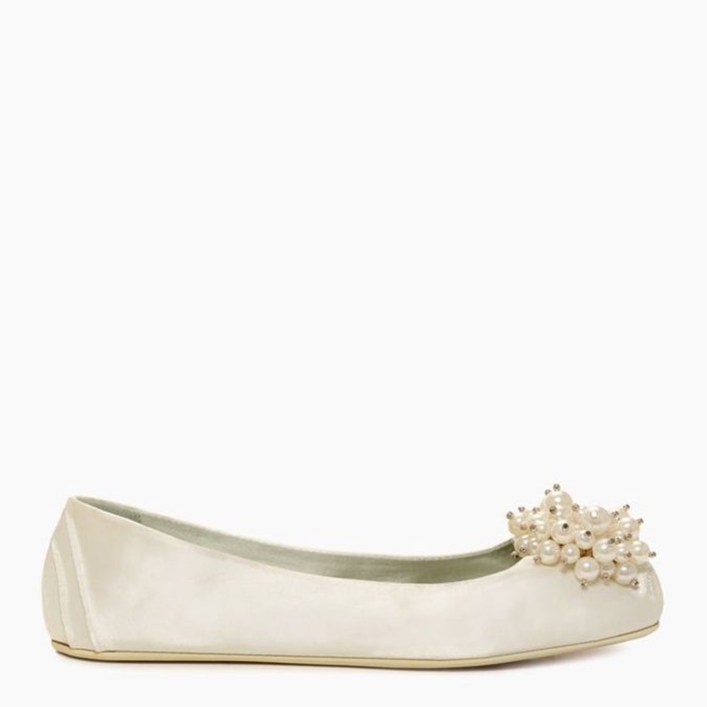 Kate Spade flambe flats off white with pearls